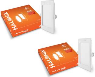 HALONIX Ace Square 6-watt Led recessed slim downlighter 6500K Cool white light Pack 2 Recessed Ceiling Lamp