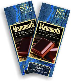 Mammoth 85% Dark Chocolate - Keto Friendly, Gluten Free,Vegan (Pack of 2) Bars