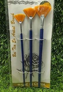 DEZIINE Synthetic Fan Brushes for Painting And Art Craft (Fan Size- 2, 6, 10)[Set of 3]