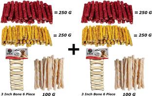Unik Dog Chicken Chew (500gm) Mutton Chew(500gm) Calcium Chew(200gm)+6bone 3Inch 500g Chicken, Mutton, Lamb, Milk 1.7 kg Dry Young, Adult, Senior Dog Food