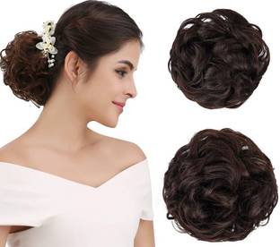 BeatStock 1PCS Messy Bun  Piece  Extension With Elastic Rubber Band in Brown Color Hair Extension