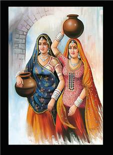 Mmory Rajasthani Village Woman Painting Digital Reprint 12 inch x 9 inch Painting