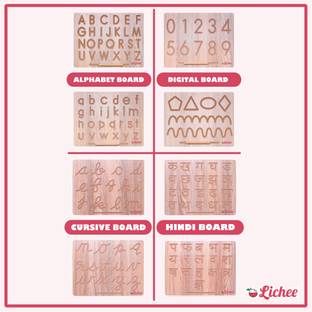 LICHEE Capital & Small, Cursive, Hindi Alphabet and Number & Patten Tracing Board