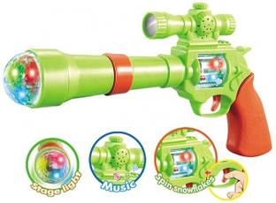 CITY BRAND Musical Spin Snow Flakes Colorful Light Electric Toy Strike Gun for Kids