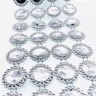 Zilzon Ribbon Trim Coin Lace Borders Color Silver Coin Lace Pack of 1 Meter
