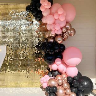 R G ACCESSORIES Solid 72pcs black rose gold balloon garland arch kit for wedding, birthday, engagement Balloon