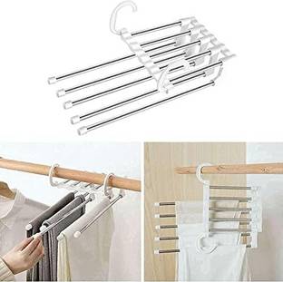 Oncarnival 5 in 1 Foldable Hangers for Clothes Hanging Steel Dress Hanger For  Dress