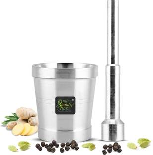 Online Quality Store Kitchen Khalbatta Okhli Masher, Mortar And Pestle Set Aluminium Masher