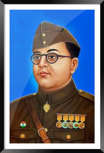 DBrush Netaji Subhas Chandra Bose Modern artwork Framed Indian Freedom Fighter leader Digital Reprint 20 inch x 14 inch Painting