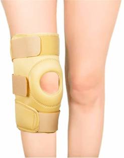 KUDIZE Functional Knee Stabilizer Knee Support Compression muscle Joint Protection Gym Wrap Open Patella Hinge Brace Support Bandage Injury Guard Beige ( 27.5 TO 32.5 CM) SMALL Knee Support