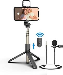 BUFONA Multi-function selfie stick with LED light+Collar Microphone In mobile holder Tripod, Monopod, Monopod Kit, Tripod Ball Head, Tripod Bracket, Tripod Clamp, Tripod Kit