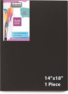 Eduway 14x18 IN Cotton Canvas Board,(35x45 cm) with 4mm MDF Board Backing, For Painting Cotton Medium Grain Primed Canvas Board (Set of 1)