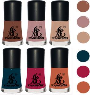 AQ FASHION New Beautiful Pastel Color HD Shine long-lasting stay Nail Paint Combo Set Clove Brown, Thistle purple, Southern sand, Prussian Blue, Jazzberry Jam, Burnt Sienna