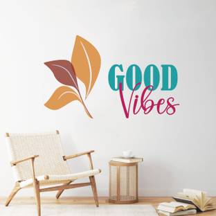 KOTART 130 cm Good Vibes and Leaf HD Printed Wall Stickers for Bedroom Living Room Home Decor Self Adhesive Sticker