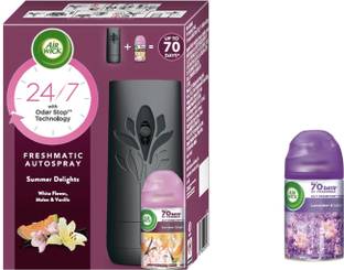 Airwick Fresh, HILLS OF MUNNAR Car Freshener Automatic Spray, Refill Freshmatic Air Freshener Complete Kit & Hills of Munnar refill
