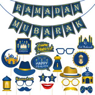ZYOZI Eid Mubarak Photo Booth Props with Ramadan Mubarak Banner for Party (Pack of 20)