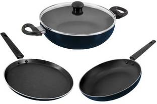 Butterfly Rapid Non-IB Kitchen/ Rapid Omni tawa kadai, & fry Pan Non-Stick Coated Cookware Set