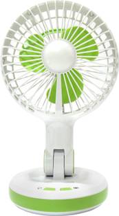 ECOSKY 6 inch Rechargeable Strong Air Flow, With Bright light, USb charging with 1 Year Warranty Ultra High Speed 190 mm Table Fan