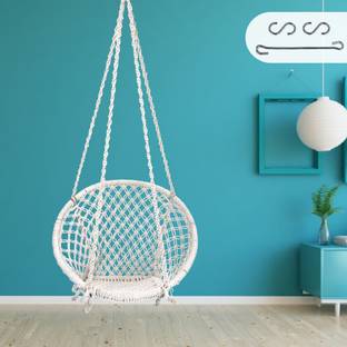 Patiofy Cotton Rope Round Swing Chair for Kids, Wooden Swing for Kids, Jhula for Outdoor Cotton Small Swing