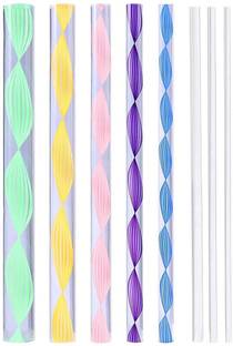 THR3E STROKES Mandala Tool Art Tool Set of 8 PCS Colourful Acrylic Flat Head Twisted Stick/Rod