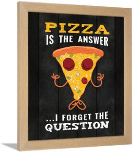 Chaka Chaundh - Kitchen Quotes Wall Frames - Food Quotes Frame - Dining Table Quotes Frames for Room & Hall - (13.6 X 10.6 Inches) (Pizza is the Answer - Black Vintage) Paper Print