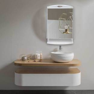 URBAN CHOICE Saffire Washbasin Mirror With Bathroom Accessories organizer Plastic Wall Shelf