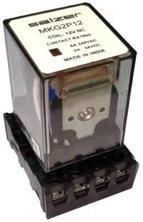 Salzer 8Pin 2C/O 2Pole 12V DC 5Amp (L&T) Miniature Relay - MKG2P12VDC with base