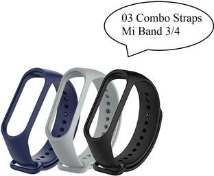 Jape Soft Silicon Replacement Strap for Mi Band 3 & 4 , Combo 03 straps Smart Band Strap