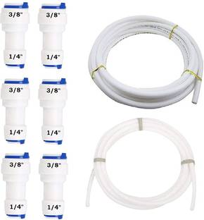 SEAZONE 1/4" x 3/8" Straight Connector Reducer / Jointer (6 Pcs) + 3/8" Pipe + 1/4" Pipe Solid Filter Cartridge