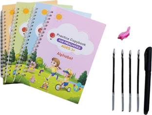 LIBRA Magic Reused Practice 4 Copybook Handwriting Exercise 8 Pages Per Book For Kids