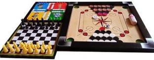 GOLS small size 20x20with Chess & ludo,coins,stricker,powder Accessories 5 cm Carrom Board