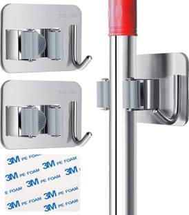 JIALTO Silver Stainless Steel Broom Holder