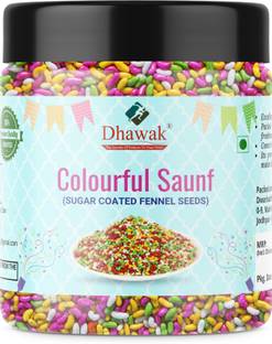 Dhawak Colourful Sugar Coated SAUNF| Colorful Fennel Seed Mouth Freshener| Jar Pack| Fennel Seeds Mouth Freshener
