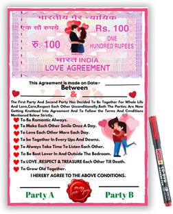 RINKON Love Contract Agreement Card Certificate And Permanent Marker Girlfriend Card Greeting Card