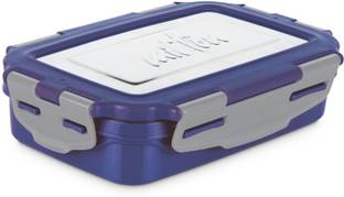 मिल्टन Steely Super Deluxe Big Tiffin Box,500ml,with Container,175ml & Spoon,Dark Blue 1 कंटेनर लंच बॉक्स