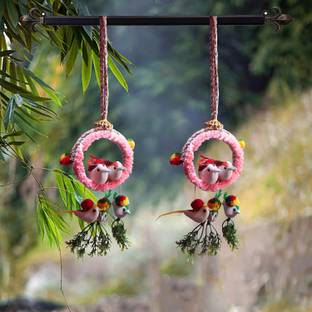 Arsh Variety Store Artificial Bird Nest Chidiya with Grass Jute Hanging Nest Home Décor Combo Decorative Showpiece  -  33 cm