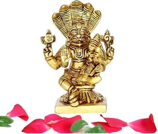 aalayam selveer Lakshmi Narasimha Swamy Idol Brass | Lakshmi Narasimhar Statue Brass Decorative Showpiece  -  9 cm