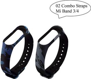 Jape Soft Silicon Army/Military Strap for Mi Band 3 & 4 , Combo 02 straps Smart Band Strap