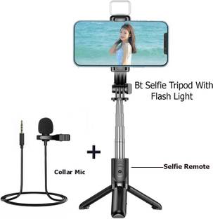BUFONA Bluetooth Selfie Stick with Selfie Light+Lavalier Collar Mic Tripod Stand holder Tripod, Monopod, Monopod Kit, Tripod Ball Head, Tripod Bracket, Tripod Clamp, Tripod Kit