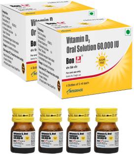 BON DK Shot Sugarfree Vitamin D3 Oral Solution (8 Shots- 5ml each) Pineapple Flavour