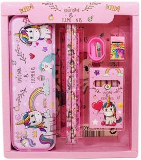 Dilurban Buy Super Quality Attractive Unicorn 7 in 1 Stationery set for Girls (pink)