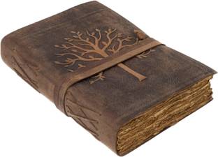 CRAFT CLUB Tree Of Life Leather Journal With 100% Recycled Handmade Deckle Edge Paper A5 Diary Un-Ruled 200 Pages