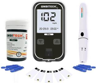 AMBITECH Elizy Blood Glucose Meter Kit with 100 strips and 100 lancets ( Made in India ) ( Life time warranty) Glucometer