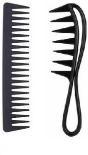 E-DUNIA 2 Pcs of Professional Hair Styling Brush Comb and Salon Wide Teeth Shark Comb