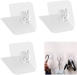 VAVSU Adhesive Wall Hooks, Clear Self Adhesive Hooks Transparent Sticky Towel Hook Hook 6