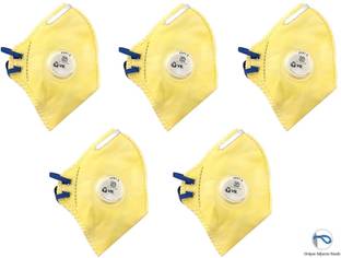 Venus Safety and Health N95 Mask Antivirus Mask Antipollution Mask Breathable Face Mask With Adjustable Nose Clip Protective Mask Reusable Mask Washable Mask Water Resistant Mask For Men Women Kids Premium High Quality Fabric Mask Multi Layer Cotton Mask With Filter Valve Pack of 5 Yellow Mask Reusable, Washable