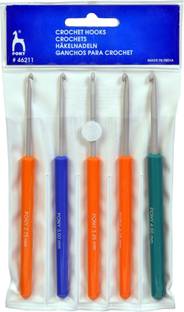 Pony Assorted Plastic Handle Crochet Hook Set ,pack of 5, Hand Sewing Needle