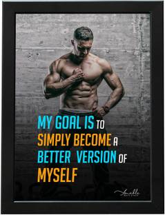 Amable Arts GYM & Bodybuilder Poster with Frame | Bodybuilding and Workout Quote Frames Digital Reprint 14 inch x 11 inch Painting