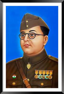 DBrush Netaji Subhas Chandra Bose poster with framed art Indian Freedom Fighter leader Digital Reprint 20 inch x 14 inch Painting