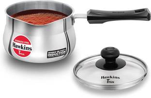 Hawkins Stainless Steel Tpan 1.5L with Glass lid 1.5 L Inner Lid Induction Bottom Pressure Pan